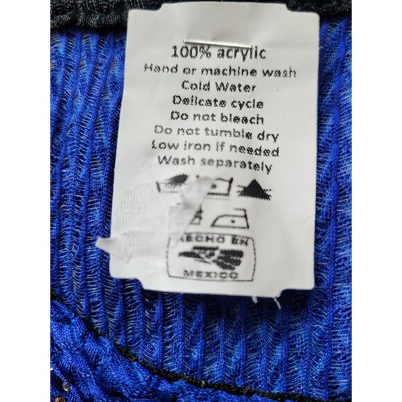 Blue Floral Womens Tunic Top XL Rhinestone Embellished 3/4 Sleeve Stretch - Picture 5 of 9